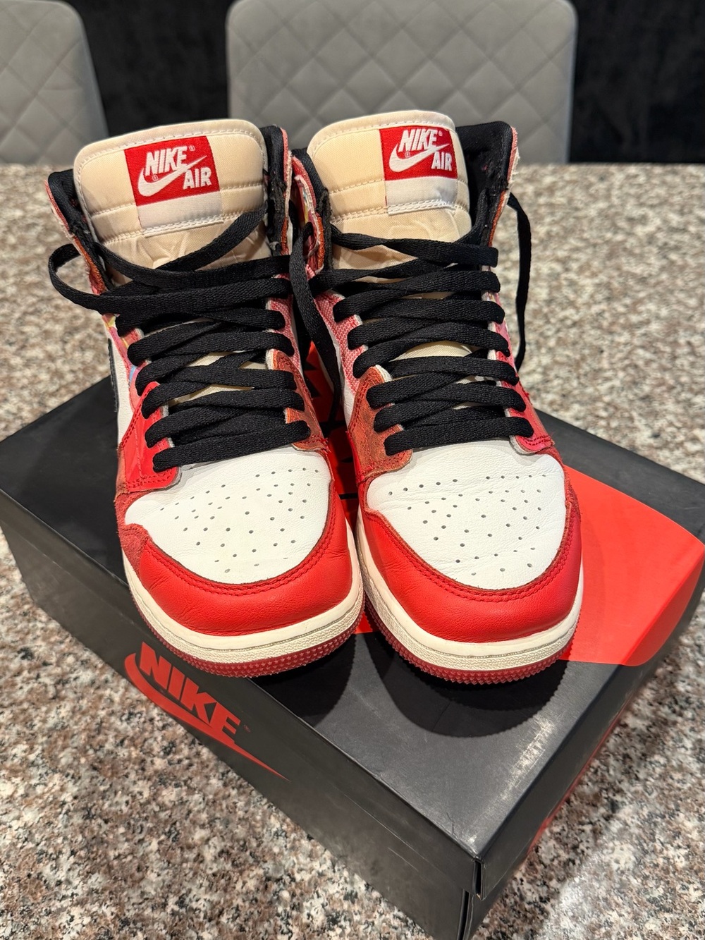Nike High-Top Sneakers in Red, White, and Black